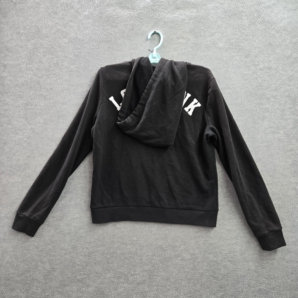Victoria's Secret PINK Women Hoodie M Black Embroidery LOVE Zipper - Picture 10 of 10